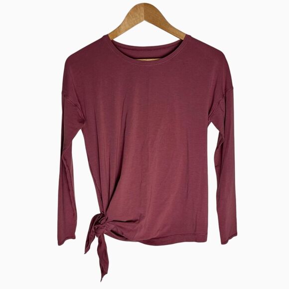 Lululemon To The Point Long Sleeve Asymmetrical Tie T-shirt In Misty Merlot 6 - Picture 1 of 4